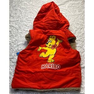 Kids Reversible Haribo Gummy Bear Puffer Vest L 14-16 Hooded Fleece Lined Zip Up